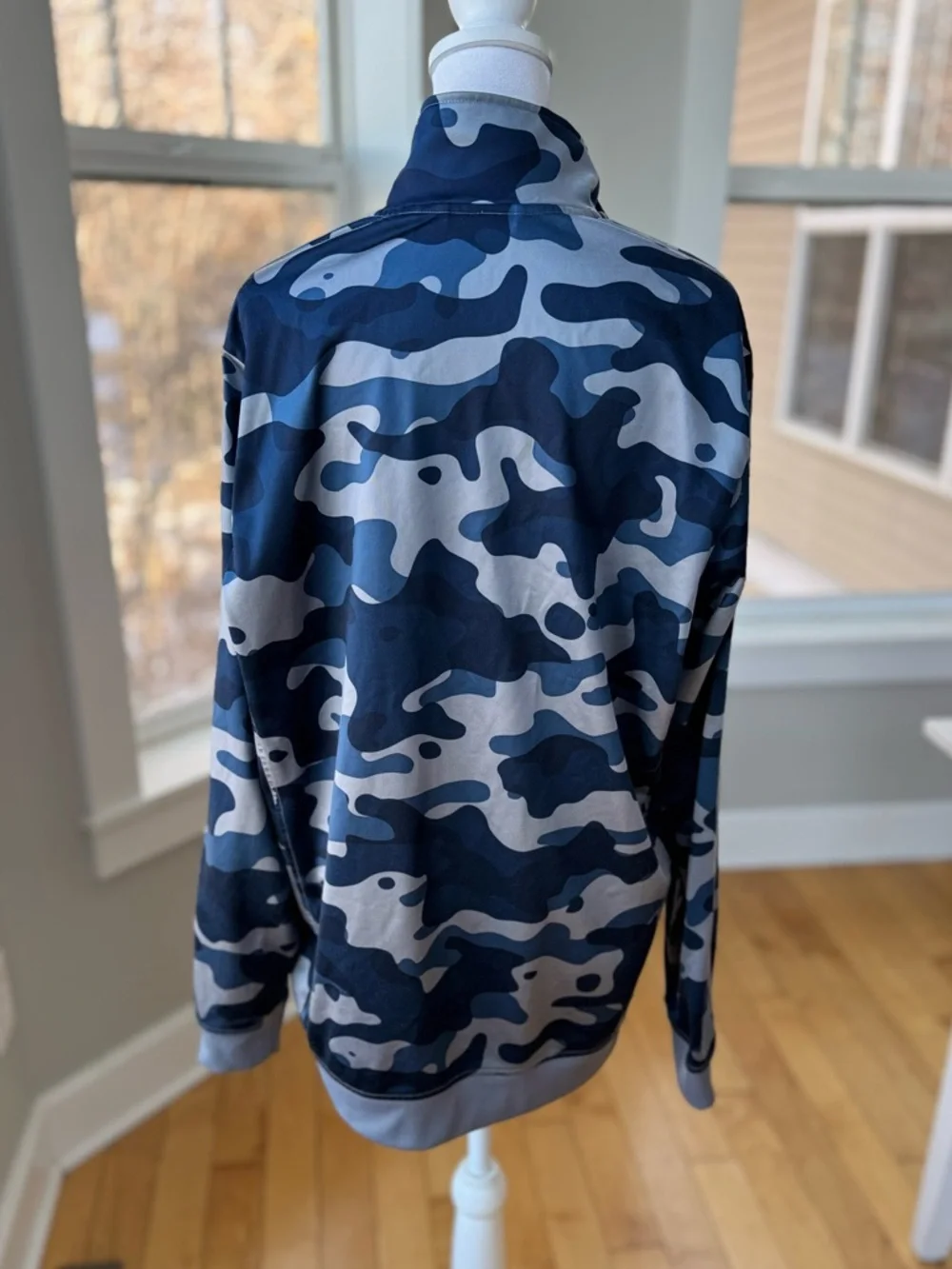 Adidas Essentials Blue Gray Camouflage Camo Track Jacket Size Large Unisex